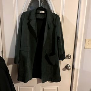 Hunter green, suede long blazer.